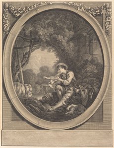 Die Abreise des Kuriers von Jacques Firmin Beauvarlet after François Boucher