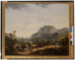Eine Gruppe von Reisenden in einer Landschaft