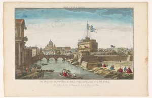 Ansicht der Engelsburg und der Engelsbrücke über den Tiber in Rom von Jacques Gabriel Huquier