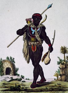Mann aus dem Namaquas-Stamm, Afrika, Stich aus Encyclopedia of voyages von Jacques Grasset de Saint Sauveur