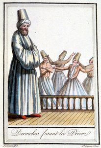 Dervische beim Gebet (Drehende Dervische) - in „Enzyklopädie der Reisen“ von Grasset Saint Sauveur, ed. Paris 1796