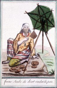 Arabische Wüstenfrau, die Brot verkauft - in „Encyclopedia of Travels“ von Grasset St Sauveur, ed. 1796