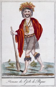 Einheimischer von der Osterinsel, Farbgravur von Laroque von Jacques Grasset de Saint Sauveur