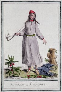 Femme acadienne - in „Encyclopedia of travels“ von Grasset St Sauveur, ed. 1796 von Jacques Grasset de Saint Sauveur
