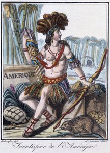 Frontispiz von Amerika - in „Enzyklopädie der Reisen“ von Grasset St Sauveur, ed. 1796 von Jacques Grasset de Saint Sauveur
