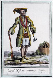 Großer Häuptling der Irokesen-Krieger - in „Encyclopedia of Travels“ von Grasset St Sauveur, Paris