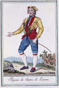 Bauer aus dem Kanton Luzern (Schweiz) - in „Enzyklopädie der Reisen“ von Grasset St Sauveur, ed. 1796 von Jacques Grasset de Saint Sauveur