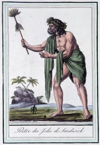 Priester der Sandwichinseln - in „Enzyklopädie der Reisen“ von Grasset Saint Sauveur, ed. Paris 1796 von Jacques Grasset de Saint Sauveur