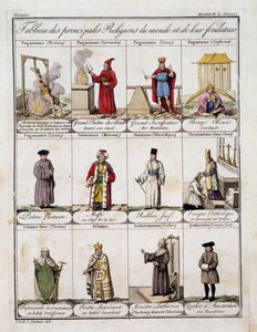 Tabelle der Hauptreligionen der Welt und ihrer Gründer - im „Museum der Jugend“ von Grasset St Sauveur, Ende des 18. Jahrhunderts von Jacques Grasset de Saint Sauveur