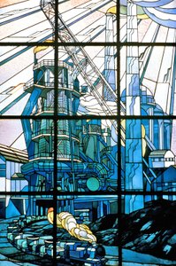 Nancy (Abteilung 54), Jugendstil, Glasfenster von Jacques Gruber (1870-1936), am Sitz von Pont a Mousson, av. de la liberation von Jacques Gruber