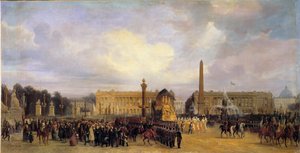 Die Rückkehr der Asche Napoleons I. (1769-1821) nach Paris am 15.12.1840: der Zug überquert die Place de la Concorde von Jacques Guiaud