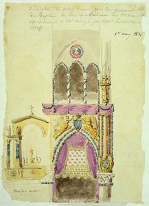 Projekt für die Dekoration von Notre Dame zur Taufe des Duc de Bordeaux von Jacques Ignace Hittorff