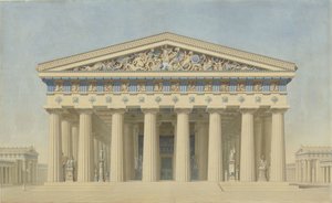 Tempel T in Selinunte (Sizilien), rekonstruierte Erhebung der Hauptfassade