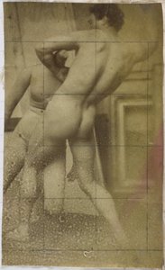 Studie eines männlichen Aktmodells, stehend, von hinten gesehen und ringend mit einer Gliederpuppe, im Atelier von Jacques de Lalaing von Jacques Lalaing (attributed to)