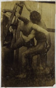 Studie eines männlichen Aktmodells, ringend mit einer Puppe, im Atelier von Jacques de Lalaing