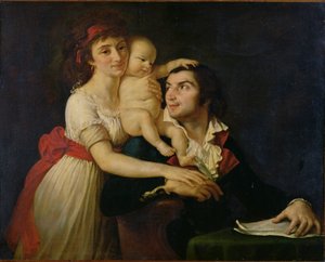 Camille Desmoulins (1760-94) seine Frau Lucile (1771-94) und ihr Sohn Horace-Camille (1792-1825) um 1792