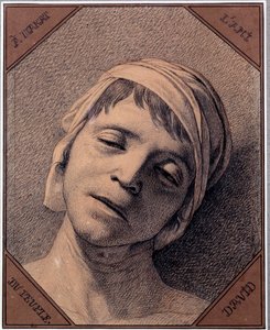 Studie nach der Natur des Kopfes von Jean Paul Marat (1763-1793), ermordet am 13.07.1793. Zeichnung von Jacques Louis David (1748-1825). Versailles, Schlossmuseum