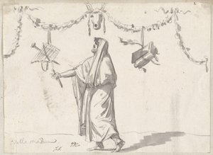 Ornament mit einem bärtigen Mann in antiker Kleidung von Jacques Louis David