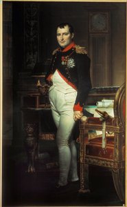 Ganzkörperporträt von Napoleon I. (1769-1821) in seinem Arbeitszimmer in den Tuilerien. Gemälde von Jacques Louis David (1748-1825) 1812. Privatsammlung. von Jacques Louis David