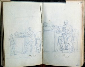 Studie für das Porträt von Ludwig XVI. und dem Delfin. Zeichnung von Jacques Louis David (1748-1825)