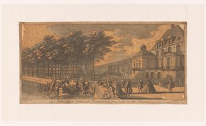 Ansicht einer Allee bei der Cour de la Fontaine des Schlosses Fontainebleau