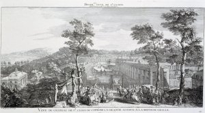 Ansicht des Schlosses im Park von St. Cloud, von der Seite der großen Allee. von Jacques Rigaud