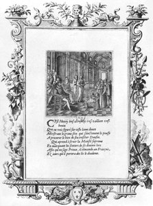 Henri IV (1553-1610) König von Frankreich und Navarra unterrichtet den Dauphin Louis de France, den zukünftigen Louis XIII (1601-43)