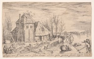 Winterlandschaft mit Schlittschuhläufern, aus Landschaften von Jacques de Gheyn II