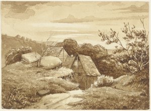 Bauernhof in einer Landschaft von Jakob Becker