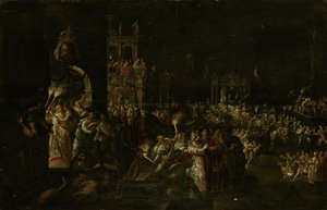 Eine Karnevalsnacht auf einem barocken Platz