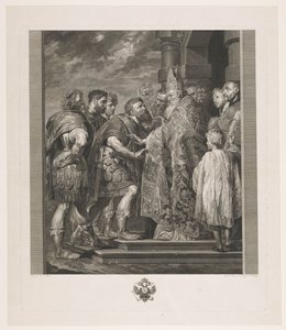 Der heilige Ambrosius verweigert Kaiser Theodosius den Zugang zur Kirche in Mailand