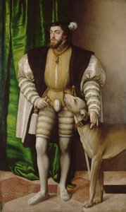 Porträt von Kaiser Karl V. mit Hund