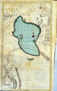 Karte der Region des Tzana-Sees oder Dembea-Sees (Routen von M. Bruce in seinen zwei Versuchen, die Quellen des Nils zu erreichen) - in „Reise nach Nubien und Abessinien unternommen, um die Quellen des Nils zu entdecken in den Jahren 1768 bis 1772“, von Ja