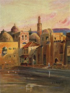 Teich von Hiskia in Jerusalem (Farblithografie)