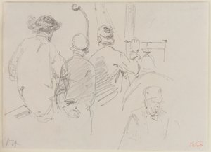 Vier Männer an Bord eines Bootes, 1858