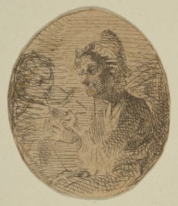 Alte Frau und Kind im Oval aus Skizzen auf der Küstenvermessungsplatte, 1854-55