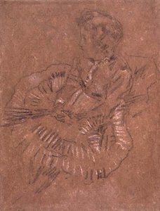 Ein sitzendes Mädchen in einem großen Rock (Eine Studie von Elinor Leyland) c.1870-80 von James Abbott McNeill Whistler