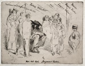 Zwölf Radierungen aus der Natur: Titelseite - Delauney beim Skizzieren, 1858 von James Abbott McNeill Whistler