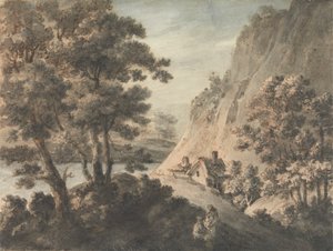 Landschaft mit Fluss und Figuren