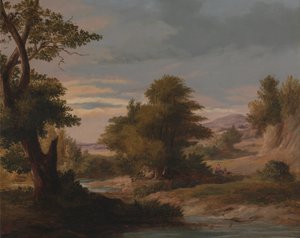 Bewaldete Flusslandschaft mit Mutter und Kind von James Arthur OConnor