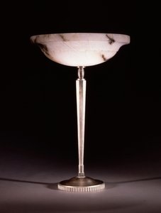 Eine versilberte Bronze-Tischlampe, entworfen von Jacques-Emile Ruhlmann (1879-1933), ca. 1913