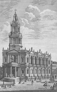St. Marys Kirche im Strand, London, Mitte des 18. Jahrhunderts von James Cole