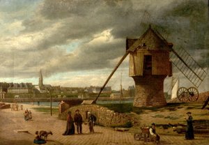 Landschaft mit einer Windmühle, St. Malo, Frankreich von James Collinson