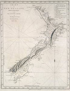 Karte von Neuseeland, erforscht 1769 und 1770 von Leutnant J. Cook, Kommandant von Seiner Majestät Bark Endeavour von James Cook