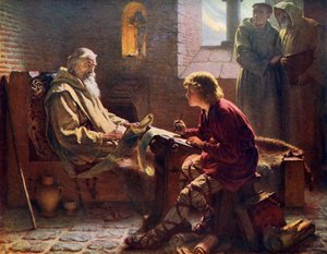 Der ehrwürdige Beda übersetzt das letzte Kapitel des Johannes, 1926 von James Doyle Penrose