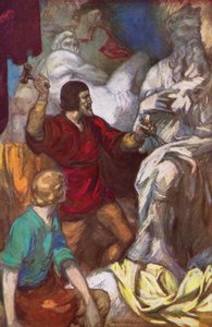 Michelangelo meißelt Moses aus dem Felsen
