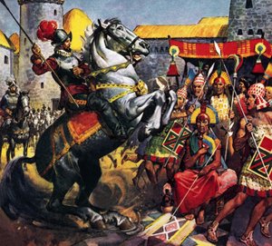 Der Spanier und der Inka-Häuptling