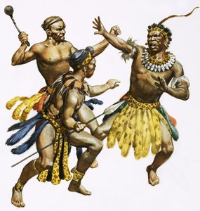 Zulu-Häuptling Shaka wird angegriffen