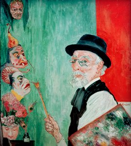 Selbstporträt mit Masken. 1936 von James Ensor