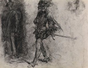 Spanier im Schatten stehend, ein anderer Mann und ein Kopf im Profil von James Ensor